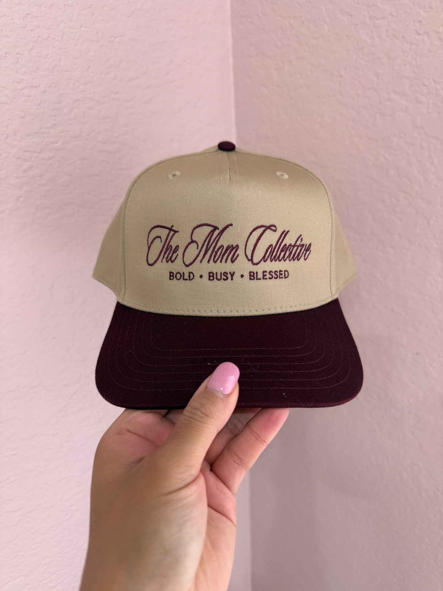 The Mom Collective Sample Hat Maroon/Khaki