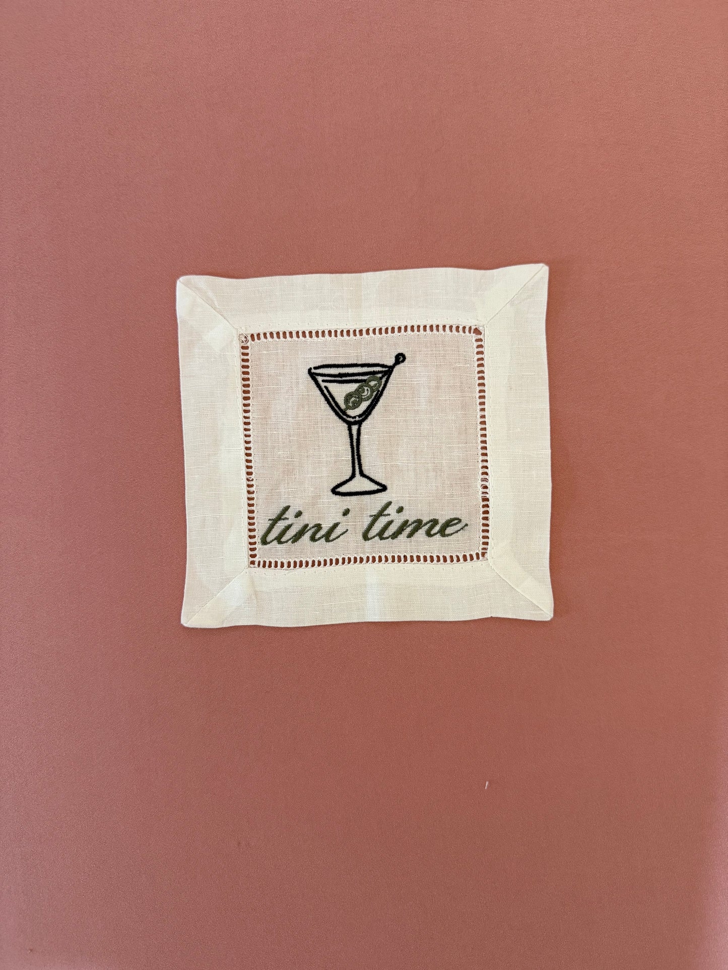 Tini Time Embroidered Cocktail Napkins