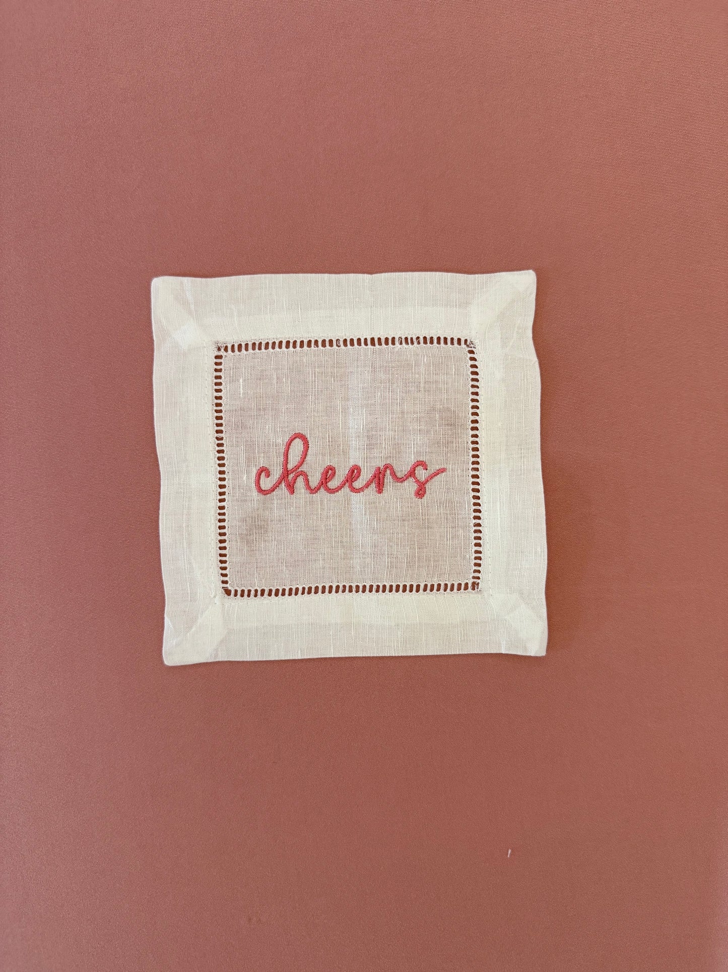 Cheers Embroidered Cocktail Napkins