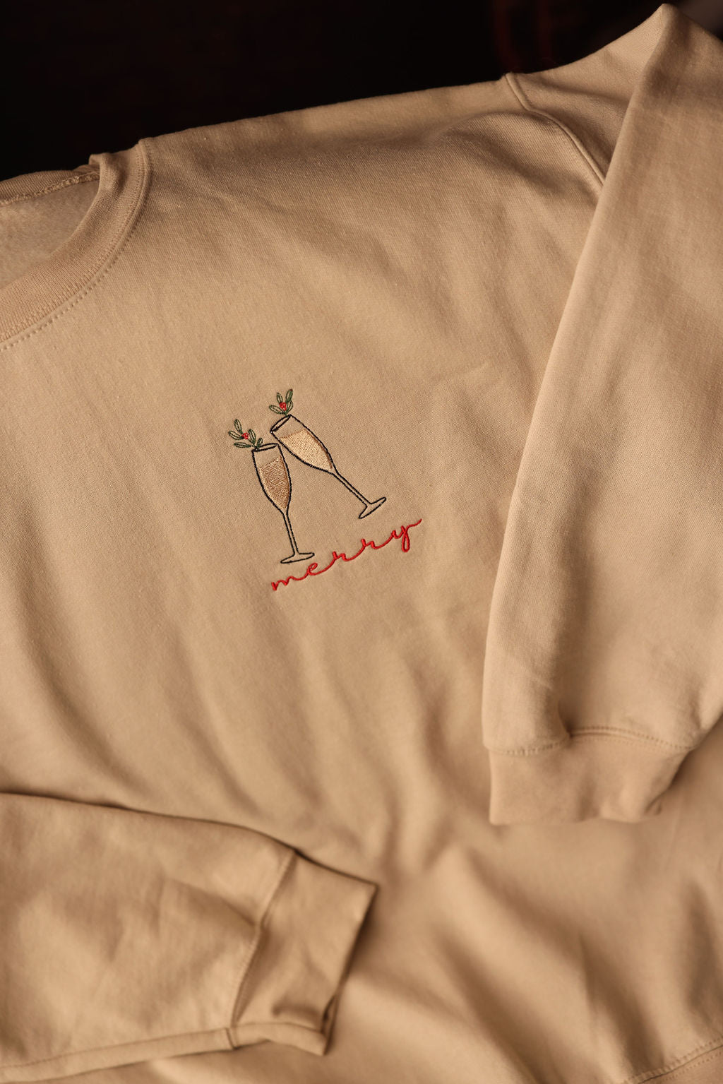 Champagne Glasses Embroidered Sweatshirt