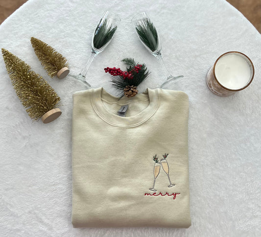 Embroidered Merry Crewneck Sweatshirt