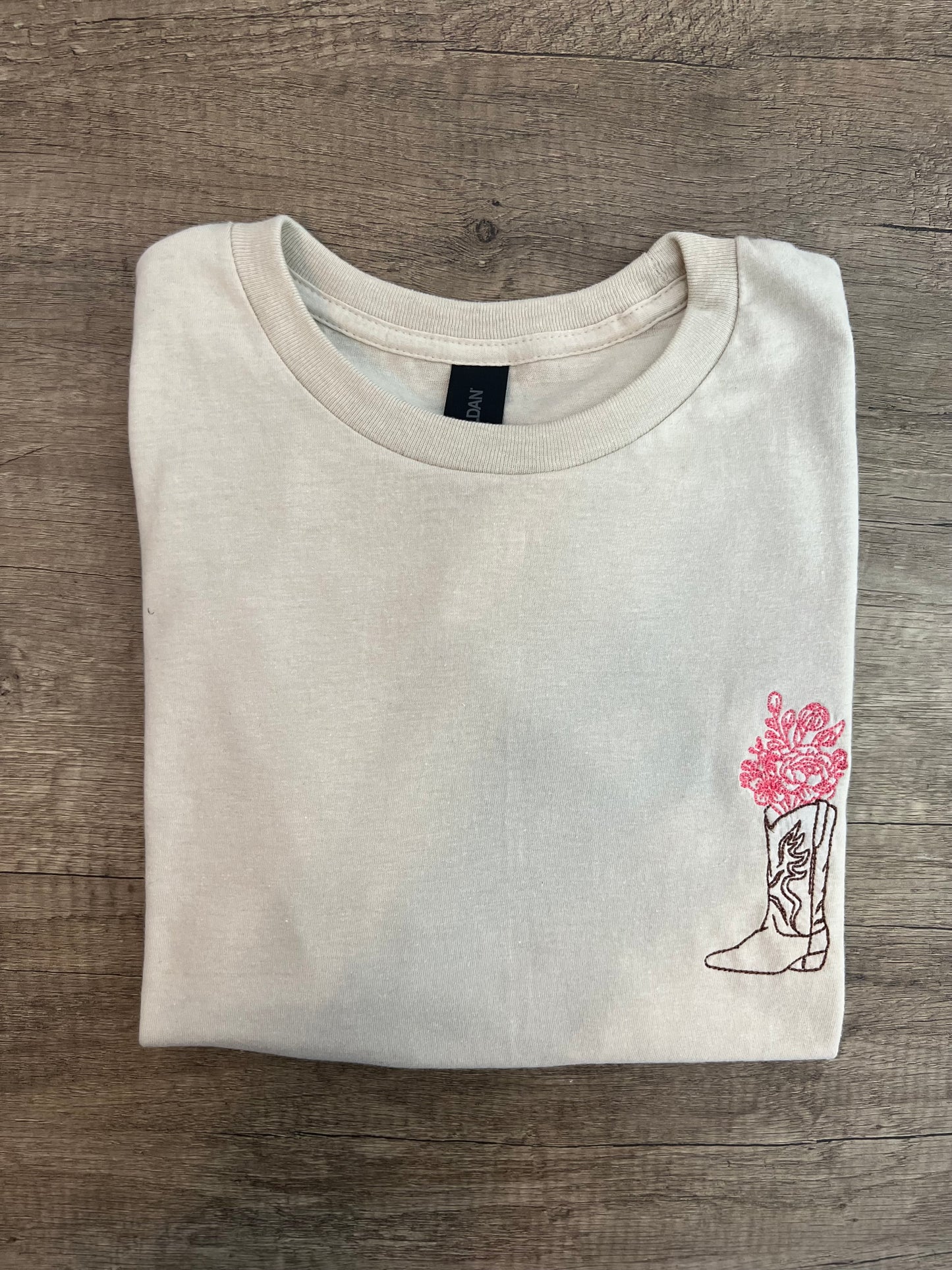 Embroidered Boots With Bouquet T-Shirt