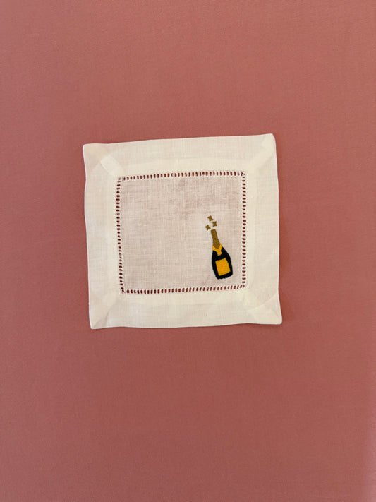 Pass the Veuve Embroidered Cocktail Napkins