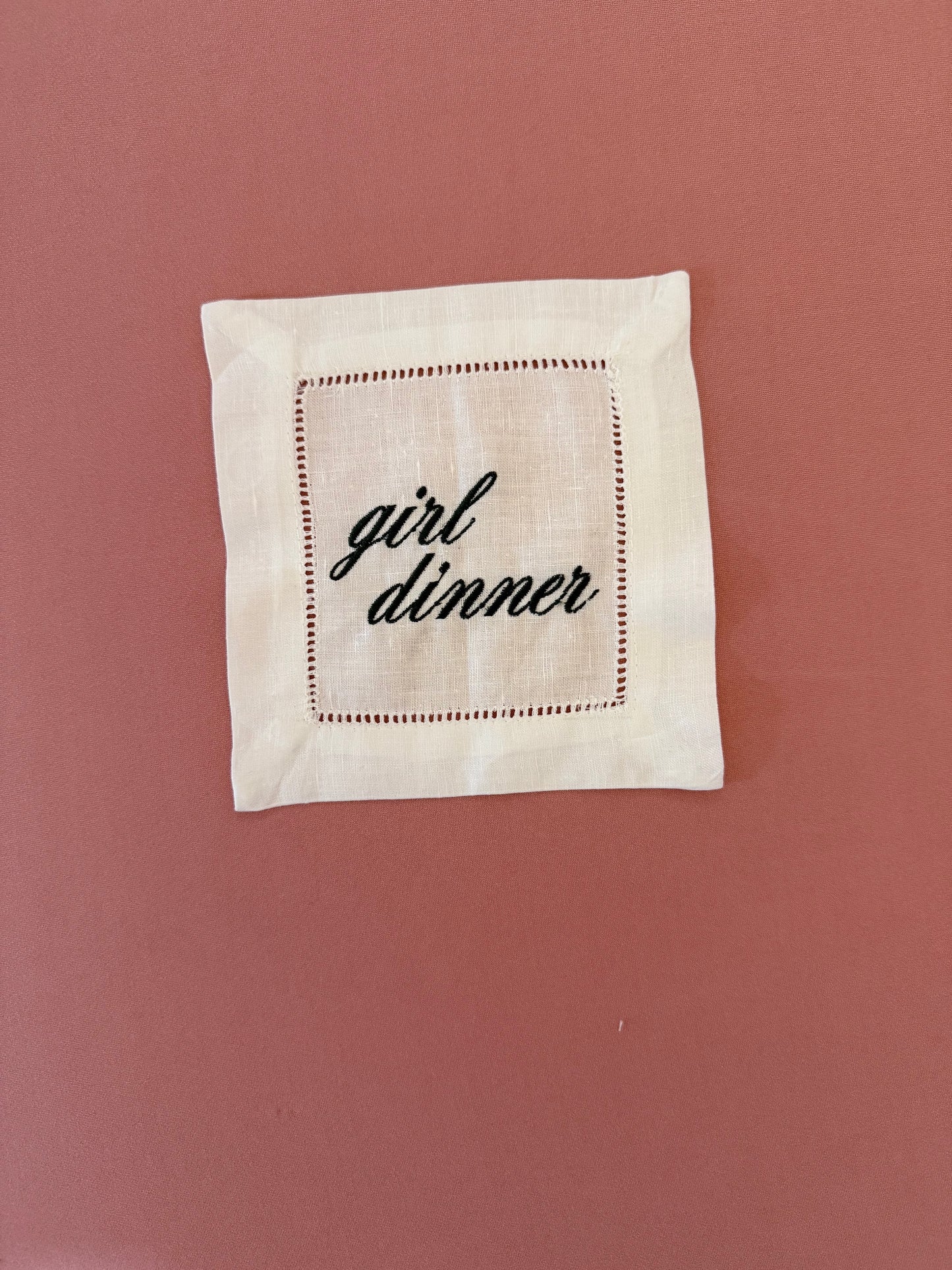 Girl Dinner Embroidered Cocktail Napkins