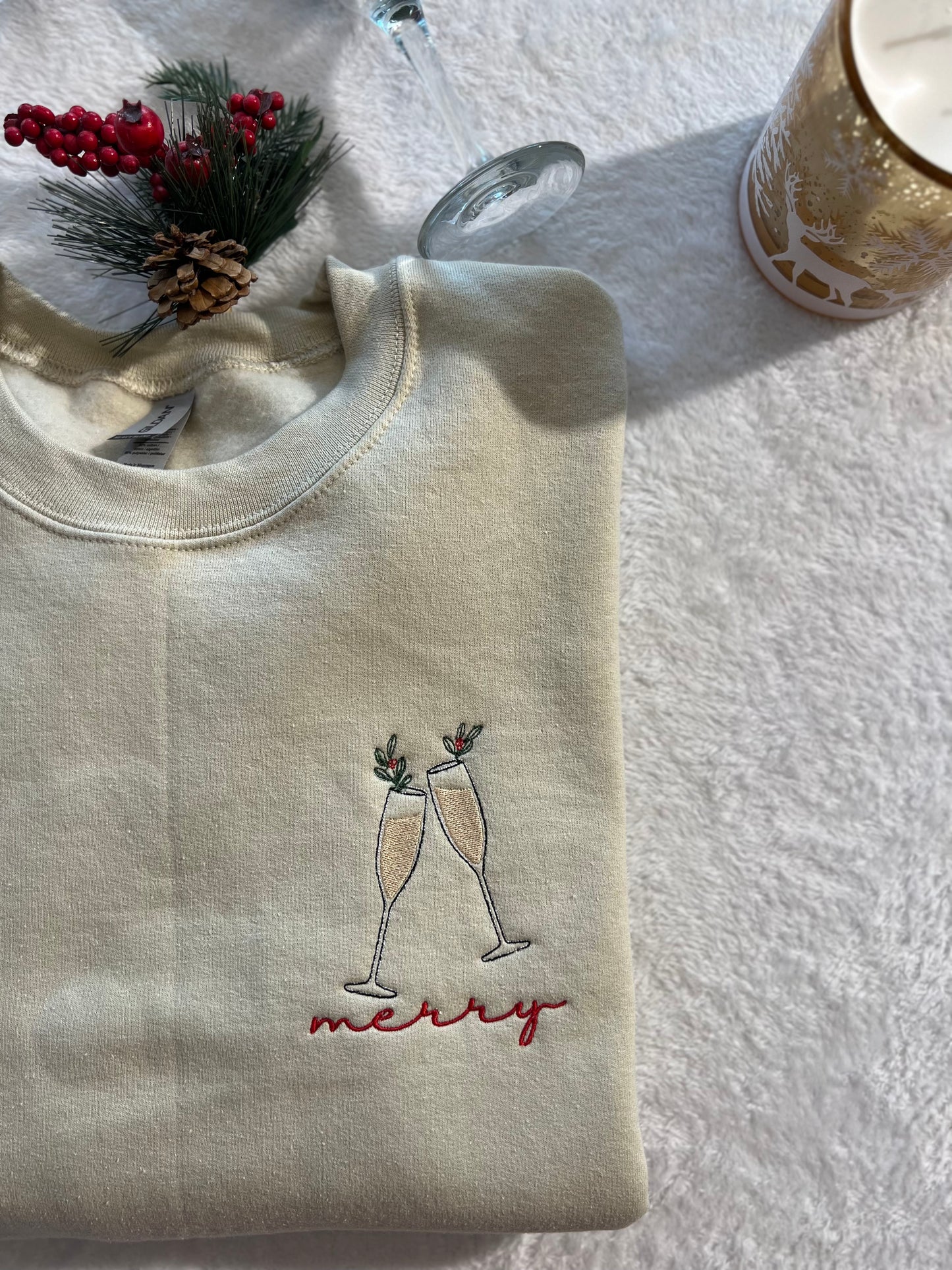 Embroidered Merry Crewneck Sweatshirt