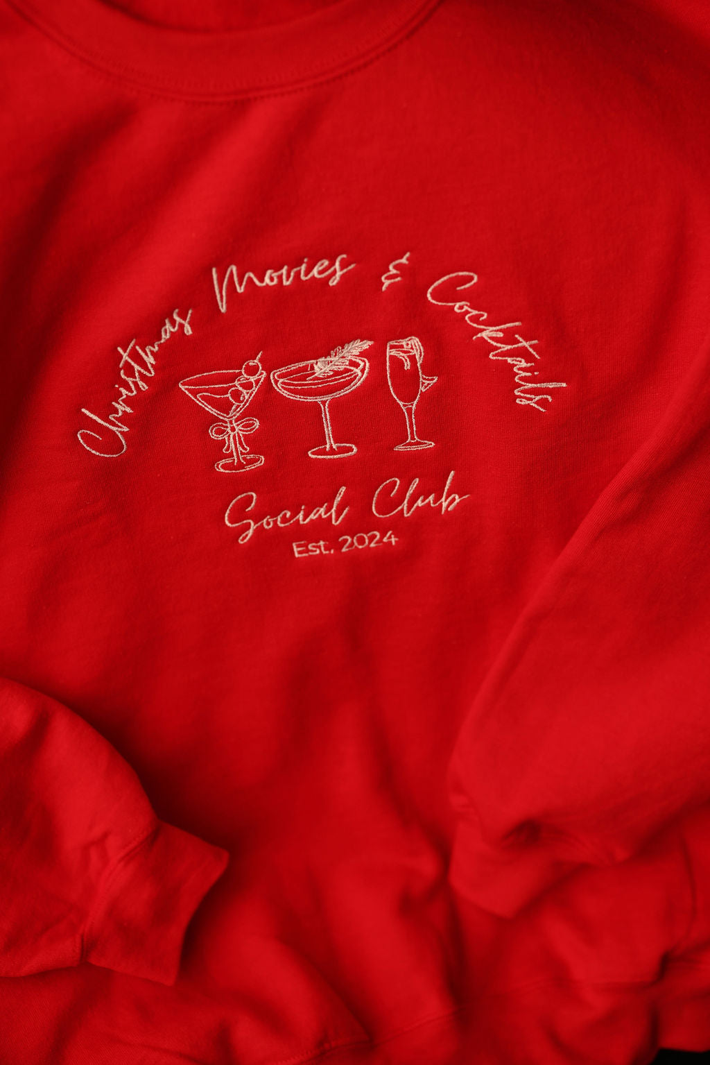 Christmas Movies & Cocktails Embroidered Sweatshirt