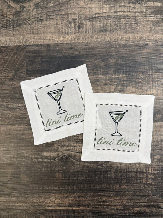 Tini Time Embroidered Cocktail Napkins