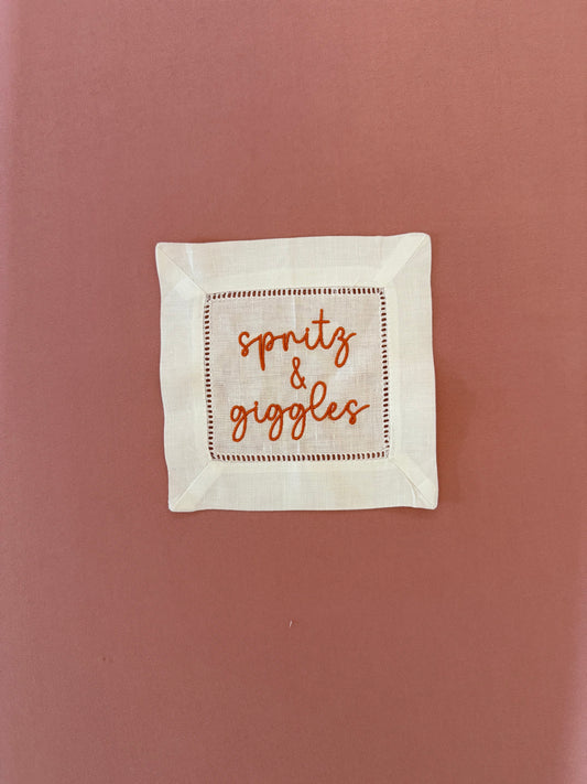 Spritz & Giggles Embroidered Cocktail Napkins