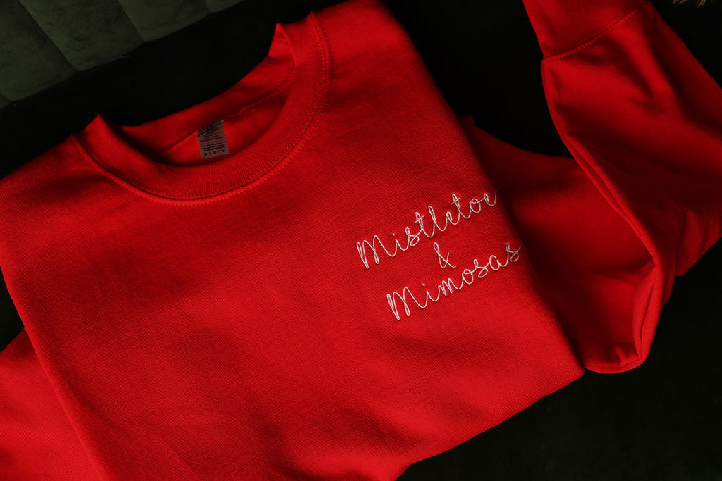 Mistletoe and Mimosas Embroidered Crewneck