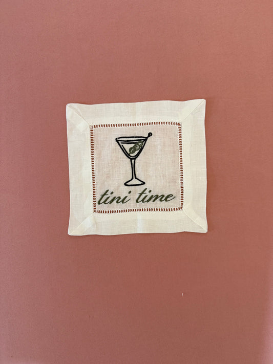 Tini Time Embroidered Cocktail Napkins