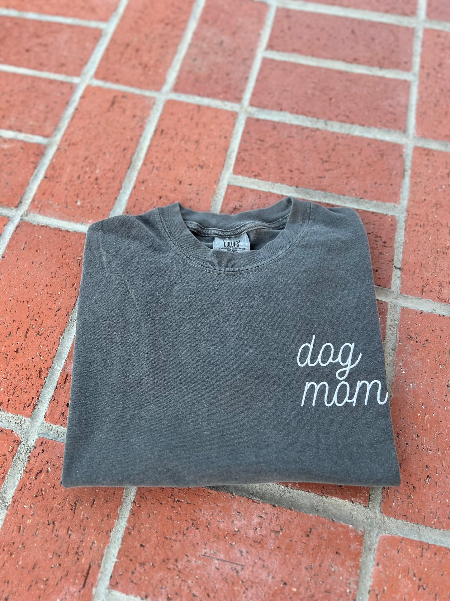 Dog Mom Embroidered Comfort Colors T-Shirt