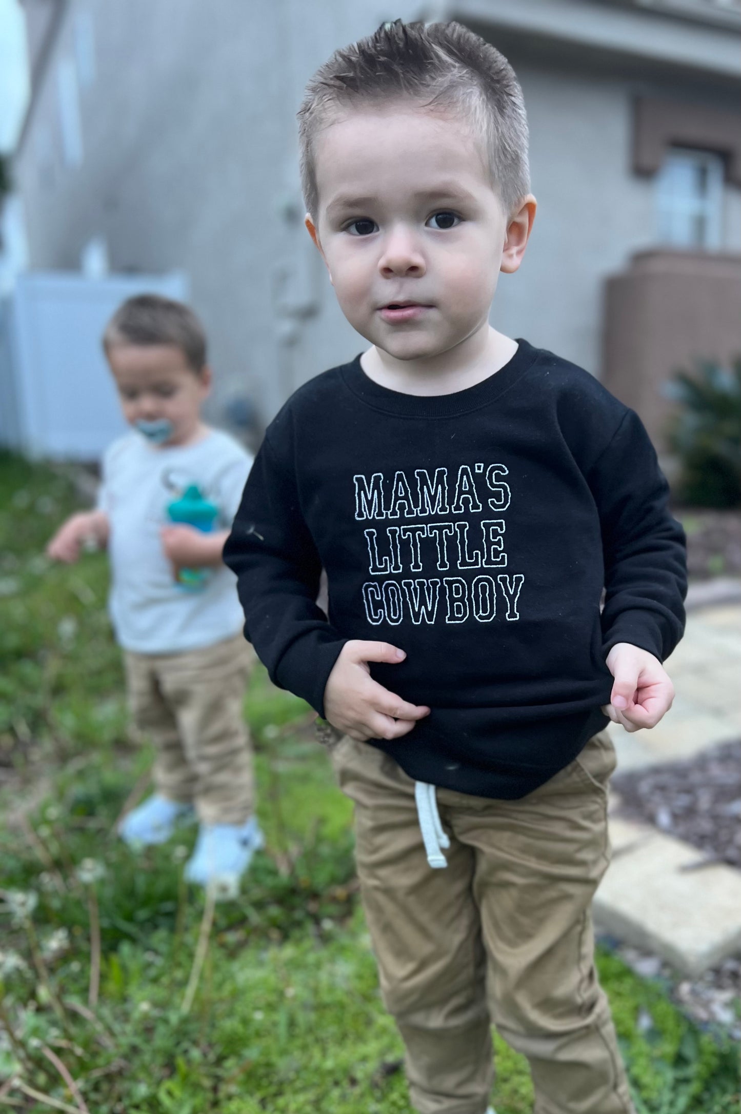 Mama’s Little Cowboy Embroidered Crewneck Sweatshirt