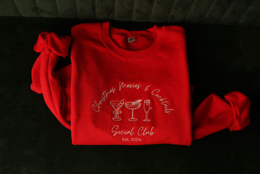 Christmas Movies & Cocktails Embroidered Sweatshirt