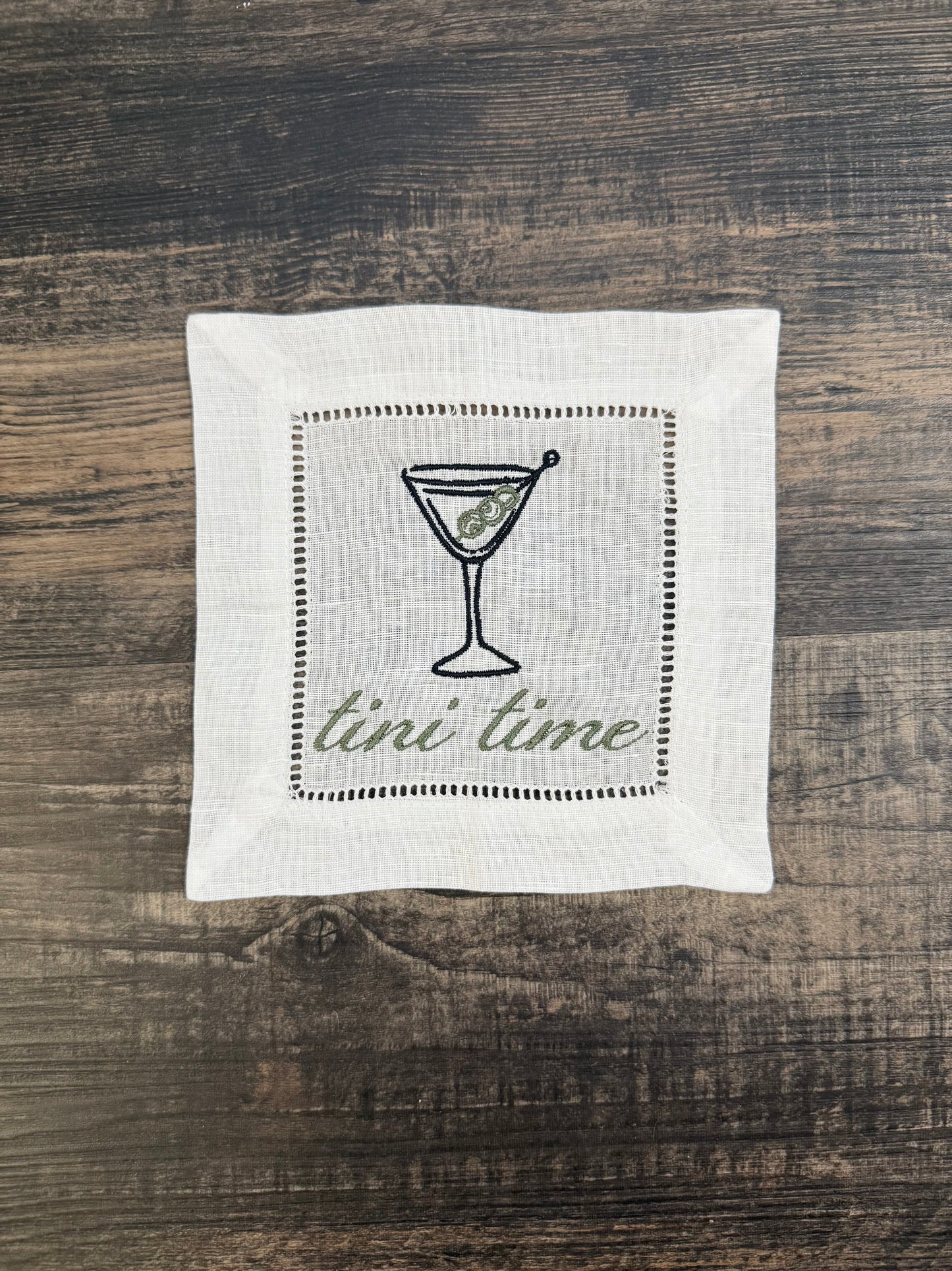 Tini Time Embroidered Cocktail Napkins