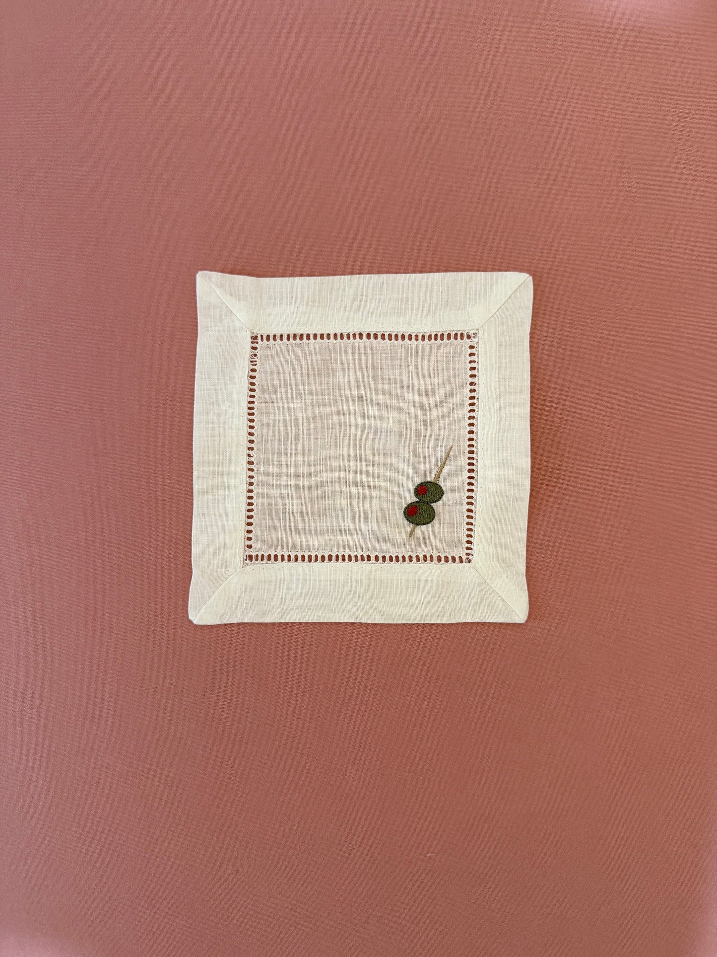 Dirty Martini Embroidered Cocktail Napkins