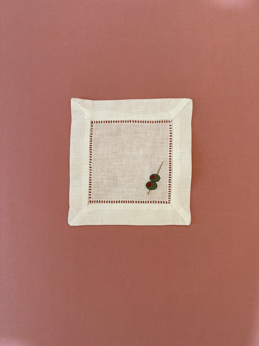Dirty Martini Embroidered Cocktail Napkins
