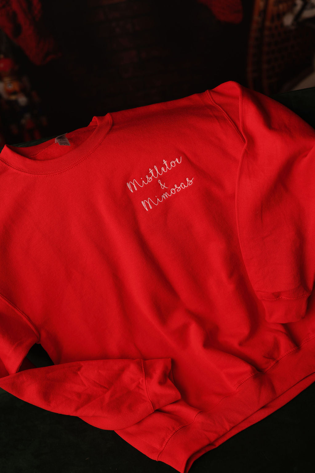 Mistletoe and Mimosas Embroidered Crewneck