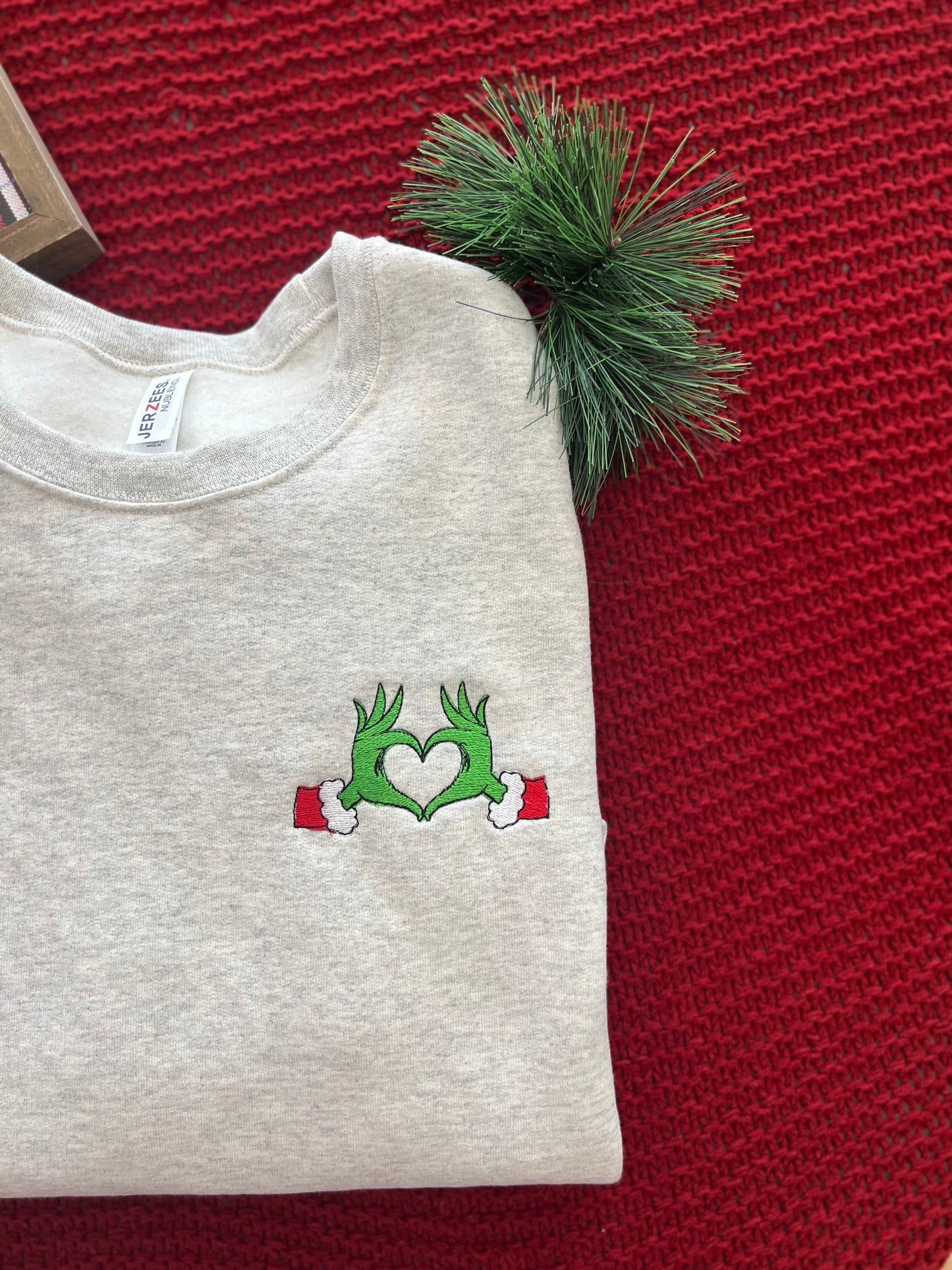 Embroidered Grinch Crewneck Sweater